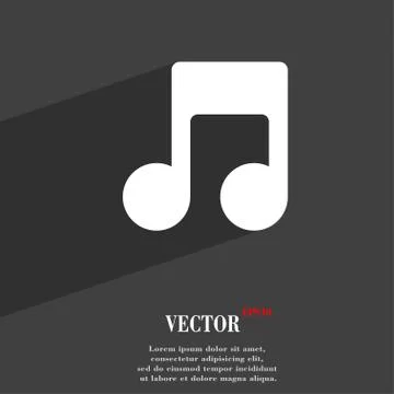 Music note  icon symbol Flat modern web design with long shadow and space for Stock Illustration