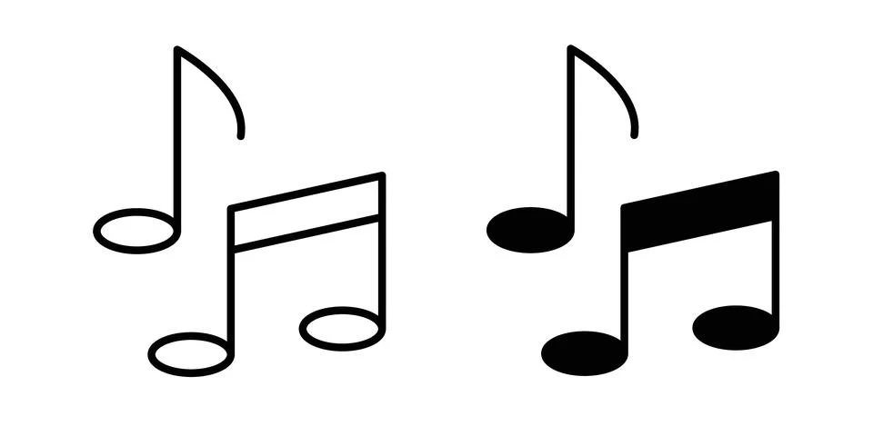 Music note icon thin line and clipart style vector set Stock Illustration