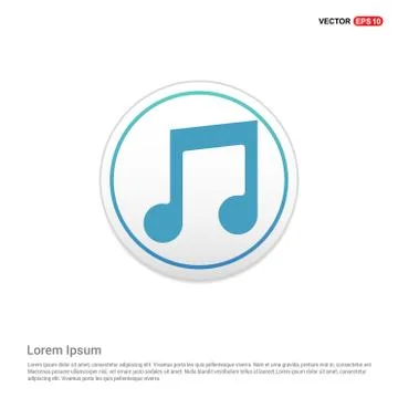 Music note icon  - white circle button 스톡 일러스트