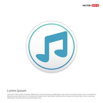 Music Note Icon - white circle button 스톡 일러스트