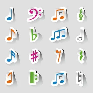 Music note icons Illustrazione stock
