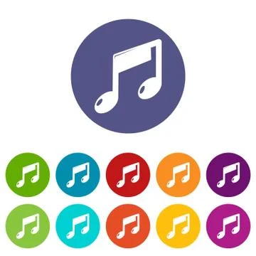 Music note icons set vector color Stock Illustration