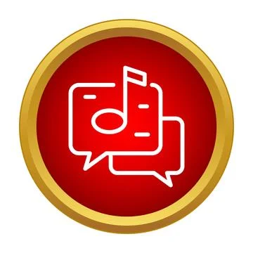 Music note inside chat bubble communication icon Illustration