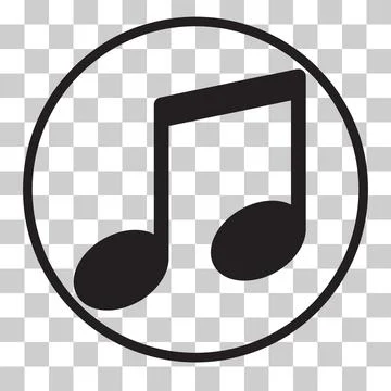 Music note isolated on transparent background. Black music note icon flat Stock Illustration