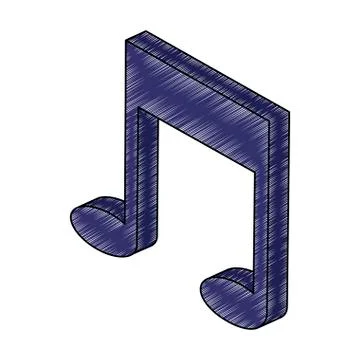 Music note isometric symbol scribble Stock Illustration