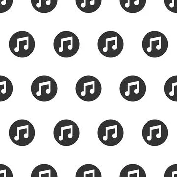 Music note key button icon seamless pattern. Song melody on circle shape symb 스톡 일러스트