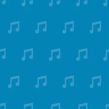 Music note key button icon blue seamless pattern. Song melody shape symbol. Stock Illustration