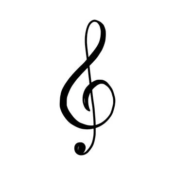 Music note key doodle drawn style Stock Illustration
