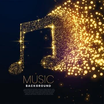Music note made with glowing particles background design Stock Illustration