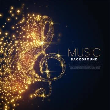 Music note made with glowing particles background design Stock Illustration
