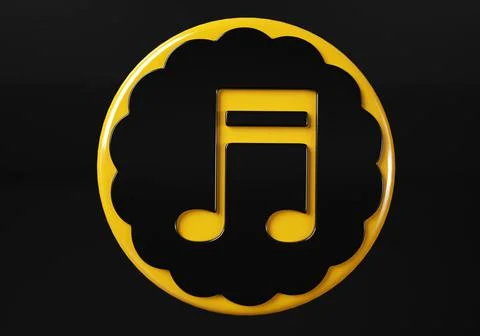 Music note media button. buttons. Shiny icon with yellow frame and with refle イラスト素材