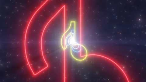 Music Note Musical Eighth Note Quaver Shape Glow Neon Lights Tunnel Stock Footage 168984217