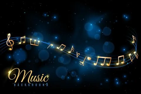 Music note poster. Musical background, musical notes swirling. Jazz album Stock Illustration