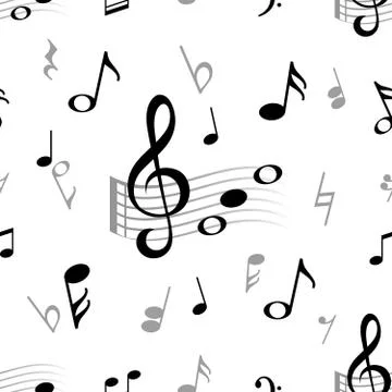 Music note seamless. Abstract musical note treble clef harmony stave classical 스톡 일러스트