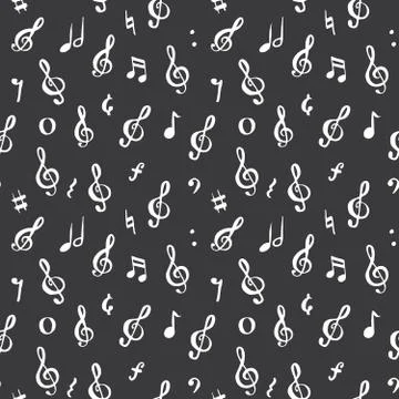 Music note seamless pattern vector illustration. Hand drawn sketched doodle m Stock Photos