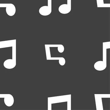 Music note sign icon. Musical symbol. Seamless pattern on a gray background.  Stock Illustration