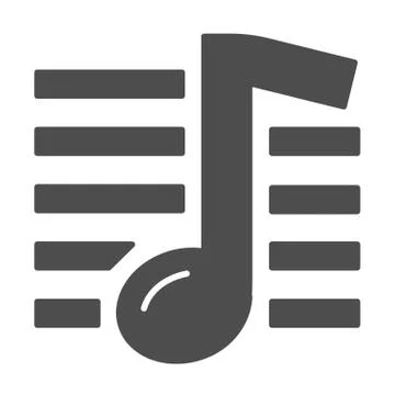 Music note solid icon, Music festival concept, melody sign on white background Illustrazione stock