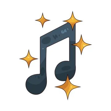 Music note with sparkle illustration Stock Illustration