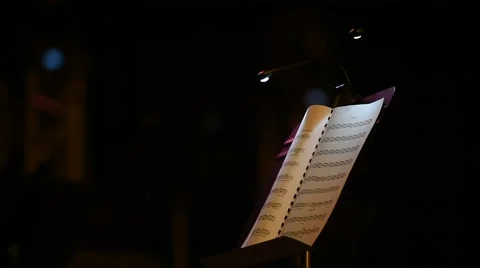 Music note stand with led lights Vídeo Stock 63011350