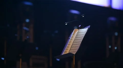 Music note stand with led lights Video stock 63011355