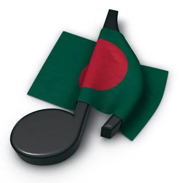 Music note symbol and flag of bangladesh - 3d rendering Stock Illustration