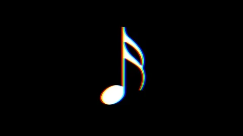 Music NOTE symbol glitch screen distortion display animation seamless loop Stock Footage 89119212