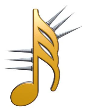 Music note symbol with prickles on white background - 3d rendering Stock Illustration