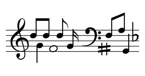 Music note vector sheet icon staff illustration design. Melody music note key Stock Illustration