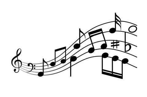 Music note vector sheet icon staff illustration design. Melody music note key Stock Illustration