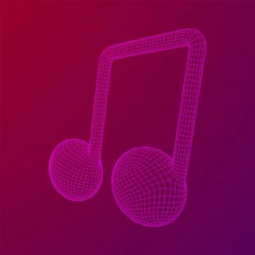 Music note. Wireframe low poly mesh vector illustration. Иллюстрация