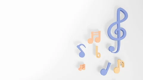 Music notes 3D rendering on white background. Dancing colourful music notes. Stock Footage 125352164