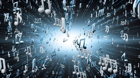 Music Notes Abstract Loop Background Blue Stock Footage 80813922