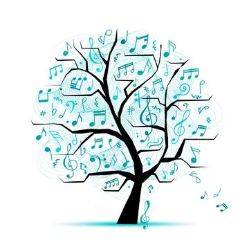 Music notes. Abstract musical tree for your design Stock Illustration