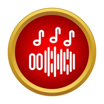 Music notes and audio wave icon button Stock Illustration
