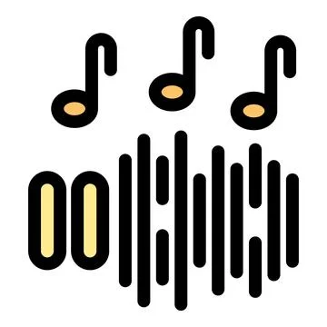 Music notes and audio waves creating a melody icon Stock Illustration
