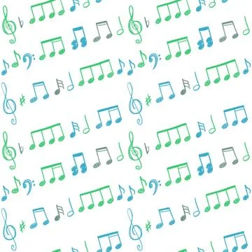 Music notes and clefs seamless pattern - vector musical texture. 스톡 일러스트