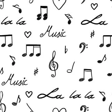 Music notes and clefs seamless pattern - vector musical texture. 스톡 일러스트