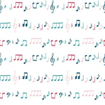 Music notes and clefs seamless pattern - vector musical texture. 스톡 일러스트
