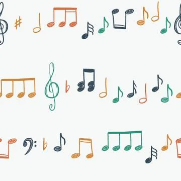 Music notes and clefs seamless pattern - vector musical texture. 스톡 일러스트