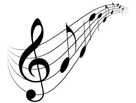 Music notes and g-clef on ? music staff, decorative element for your design. Stock Illustration