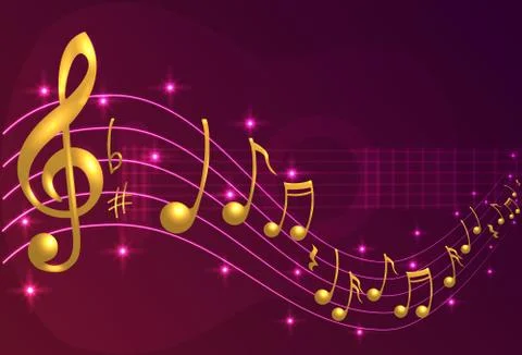 Music notes and guitar Stock Illustration