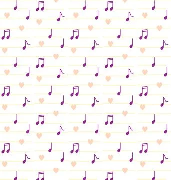Music Notes And Heart Pattern Background Stock Illustration