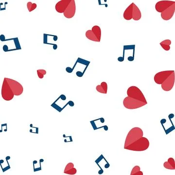 Music notes and hearts pattern 스톡 일러스트