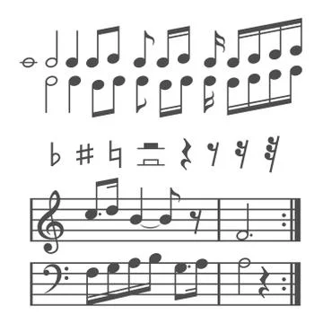 Music notes and icons vector set 스톡 일러스트