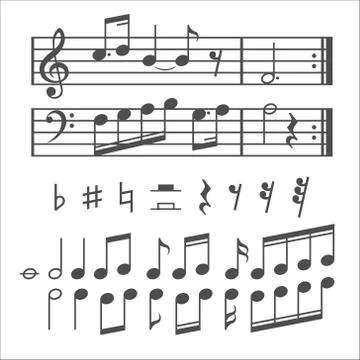 Music notes and icons vector set Illustrazione stock