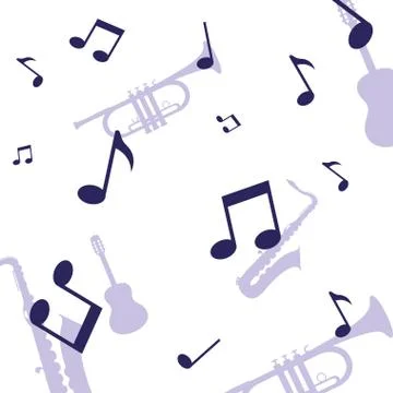 Music notes and instruments vector design Illustrazione stock