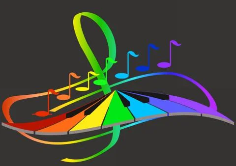 Music notes and keyboard Stock Illustration