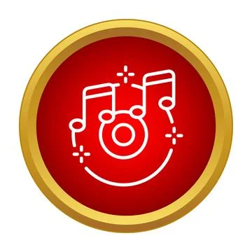 Music notes and record player disc icon Stock Illustration