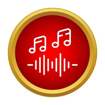 Music notes and sound waves icon button Stock Illustration