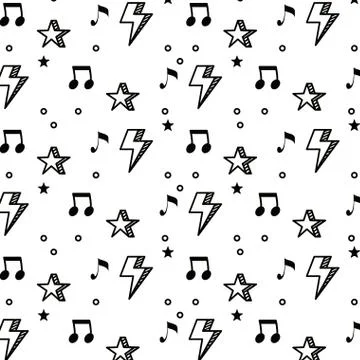 Music notes and stars pattern background 스톡 일러스트